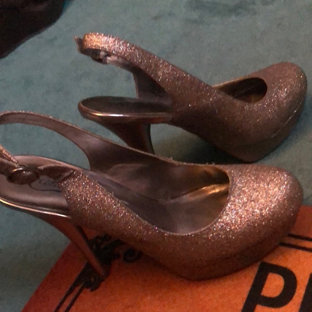 Candies gold glitter platform heels